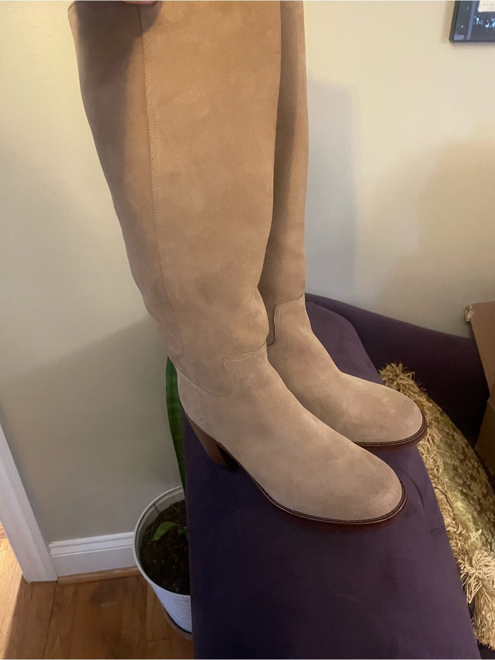 Dolce Vita Tall Suede Over-the-Knee Boots in Beige/Tan